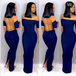 Black long dress with open back